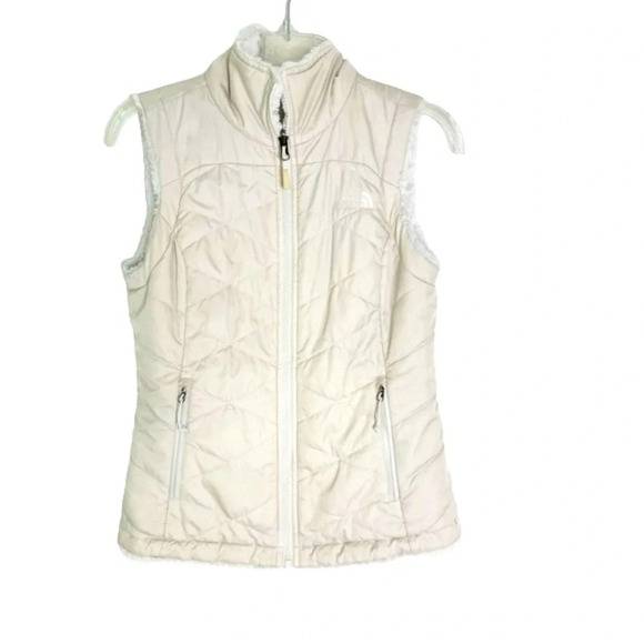 The North Face Reversible Mossbud Insulated Puffer Vest Beige Cream Size XS - Picture 13 of 14